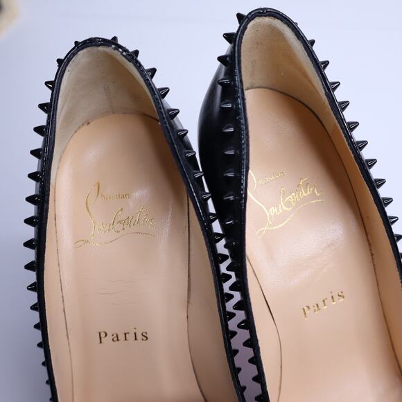 CHRISTIAN LOUBOUTIN Anjalina Givree Brushed Leather Pumps Black Women's 35.5 - Picture 6 of 10